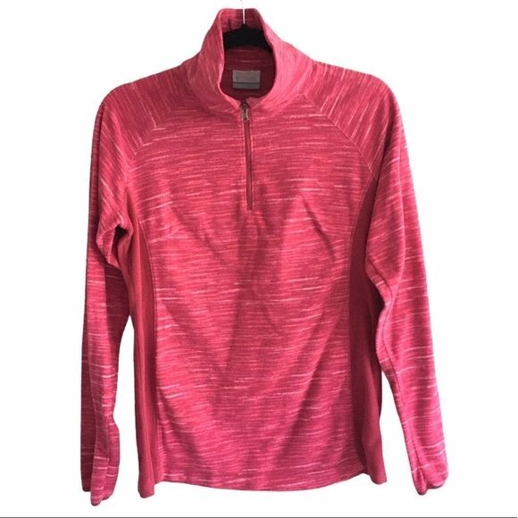 COLUMBIA 1/4 Zip Mock Neck Fleece Pullover Top Pink M - Picture 1 of 3